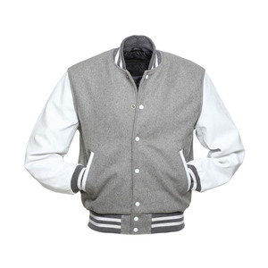 Chaqueta de lana gris jaspeado para hombre, chaqueta de béisbol universitaria de gran tamaño con letras deportivas de calle secundaria personalizada para hombre, envío DDP - Product Image 6