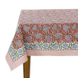 <b>Tablecloth</b> Dark Pink Indian Hand-Block Floral Printed Cotton Table Cover Table To French <b>Tablecloth</b> Wedding Events Home Decor - Product Image 3