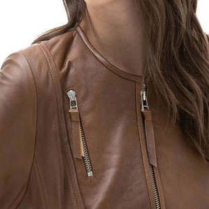 Veste en cuir personnalisée de haute qualité pour femmes Manteaux à manches longues Veste en cuir imperméable pour femmes à vendre 2025 - Product Image 4