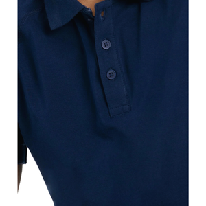 Clásico azul 100% algodón piqué comprimido cómodo elegante versátil sólido manga corta tejido de punto para camisas - Product Image 3