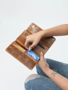 Best Seller Handmade <b>Leather</b> Card Wallet Stylish Mini <b>Purse</b> Envelope Clutch For Business And Daily Use - Product Image 3