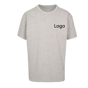 T-shirt décontracté pour homme en coton 100% lourd, surdimensionné, à épaules tombantes, col rond côtelé, design vierge, logo personnalisé, automne - Product Image 2