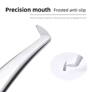 Pinzas de extensión de pestañas de acero inoxidable con logotipo personalizado Punta de fibra de precisión con agarre de diamante de 45 y 90 grados - Product Image 3
