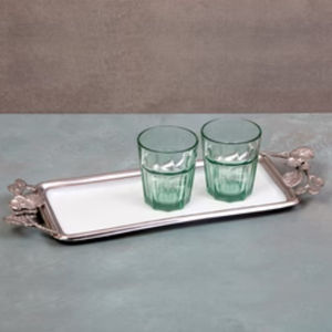 Plateau de service ovale plaqué argent design fantaisie Décoration de la maison et restauration Embellissements floraux polis Option économique - Product Image 3