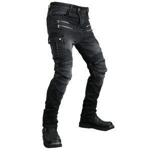 D-Ride Moto Black Motorcycle Rider Biker Jeans CE Armor Protection Panneaux plissés Séchage rapide Respirant Polyester/Coton pour Hommes - Product Image 3