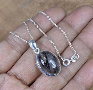 จี้แฟชั่น rutile สีดำ925จี้อัญมณีเงินสเตอร์ลิงเครื่องประดับทำด้วยมือรูปไข่จี้ของขวัญดีไซน์เนอร์สำหรับเธอ - Product Image 5