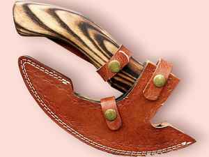 สินค้า impex WISE AX-2ที่ถือพิซซ่าเหล็กกล้าคาร์บอนปรับแต่งได้ด้ามจับไม้โรส22ซม. ปลอกหนังใบมีด - Product Image 6