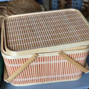 Oneup — panier de rangement pour fruits en bambou, avec couvercle et poignées, vente en gros - Product Image 3