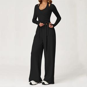 Ensemble de yoga à manches longues pour femmes Gym Fitness tenues de sport avec soutien-gorge et leggings vêtements de sport d'entraînement pour les amateurs de gym féminins - Product Image 5