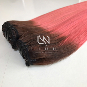 Prix de gros Bonestraight 100% brut vierge vietnamien cheveux humains dentelle perruque Ombre rose couleur Super Double Drawn extensions de cheveux - Product Image 6