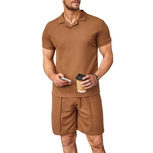 New Men's Casual Summer Suit <b>Set</b> Cool V-Neck Short Sleeve Shirt & Shorts Quick Dry Thermal Breathable Printed Technique - Product Image 6