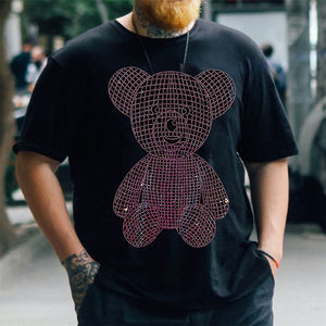 Best Selling New Men's Short Sleeved Cotton Rhinestone Men's T-shirt <b>American</b> Hip-hop <b>Clothing</b> Rhinestone Tshirts for Men - Product Image 2