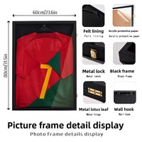 Cadre d'affichage noir pour maillot de basket-ball et de football, fixation murale, deux crochets, cadre fantaisie fait main pour vêtements