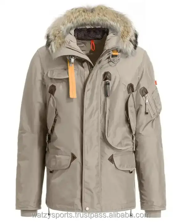 Bombardier extrême détachable personnalisé grande taille pour hommes Jacekt nouveau style veste parka rembourrée en duvet d'oie avec fourrure hoo