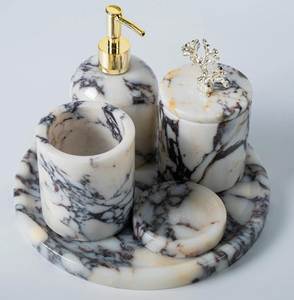 Luxury Resin Polished <b>Bathroom</b> Decor <b>Set</b> 4 Piece Crystal Soap <b>Dispenser</b> Custom Sizes Custom Patterns Waterproof - Product Image 2