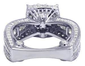 Bague de fiançailles Halo ronde en argent Moissanite en argent S925 bande triple rangée bijoux de mariée de luxe - Product Image 5