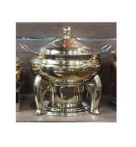 Juego de Recipientes para Calentar Alimentos de Acero Inoxidable con Soporte de Hierro Negro y Soporte para Tapa, Diseño Art Deco para Uso en Restaurantes - Product Image 3