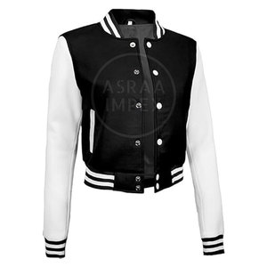Veste Letterman surdimensionnée à col montant pour femme Matériau tricoté durable Confortable et respirant - Product Image 3