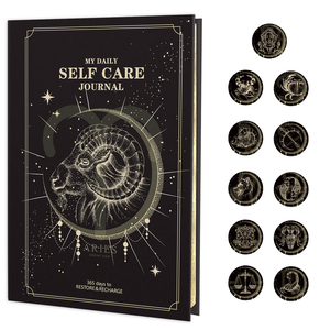 LABON Zodiac Self Care Journal A5 Cuir Noir PU Doré Design Hardcover Daily Wellness Planner avec Astrology Design - Product Image 5