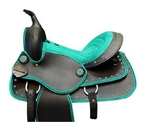 Selle Western en cuir synthétique-Couleur et taille personnalisables de haute qualité Marque PUSHPA OVERSEAS pour les courses de chevaux anglaises - Product Image 1