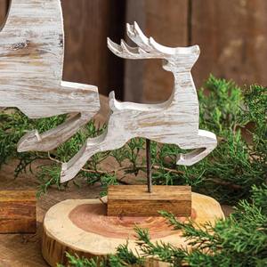 Adorno de reno de madera hecho a mano en acabado rústico Ideal para exhibición de mesa de Navidad o estilo de casa de campo - Product Image 1