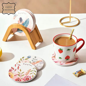 Posavasos de tela con fondo de corcho redondo brillante antideslizante impreso personalizado estilo clásico con el último diseño - Product Image 2