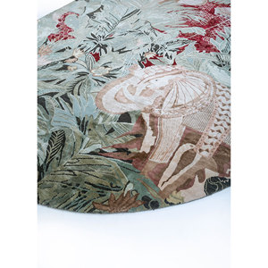 Alfombra de Lana y Seda Anudada a Mano Inde SLR-7069, Verde con Estampado Animal, Rectangular, para Sala de Estar o Pasillo, Modelo Rectangular - Product Image 2