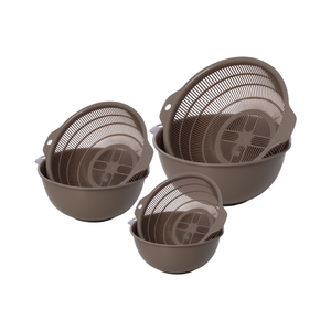 Juego de 3 piezas de coladores y tazones redondos Hokori 2375 2376 2377, juego de preparación de cocina de plástico PP con asas para lavar y escurrir alimentos - Product Image 6