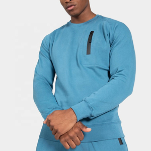 Suéter de cuello redondo Atlético personalizado para hombre, sudadera con cremallera y bolsillo en el pecho, ajuste regular, liso, algodón, poliéster, deporte personalizado - Product Image 2
