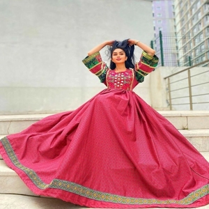 MOQ bajo por encargo mujeres Color Rosa vestidos afganos hechos a mano en tarifa al por mayor nueva última llegada 2025 - Product Image 1