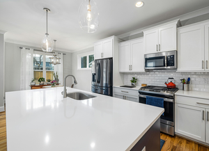 Projet NV171 Résistant Aux Chocs Pur Blanc Pierre Artificielle Quartz Cuisine Bar Armoire Top Worktops Comptoir - Product Image 2