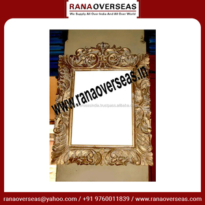 Hand Carved Floral Wooden Photo <b>Frame</b> Polished Eco-Friendly Golden Color for Home Bedroom Office Decoration - Product Image 3
