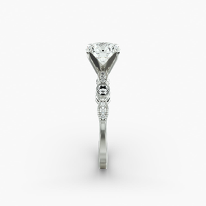 Anillo de Compromiso Clásico con Diamante Moissanite Redondo, Plata 925 con Acabado en Rodio, Engaste de Garras, Joyería para Mujer - Product Image 3