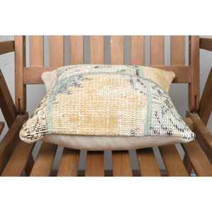 หมอนผ้าขนแกะสีเบจถักลายแคนธา14x14นิ้วสไตล์วินเทจผ้าหนานุ่มสำหรับใช้บนพื้น - Product Image 5