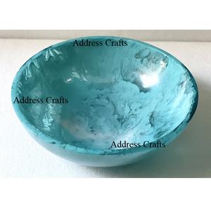 Bol à salade en résine tourbillonnante blanche écologique Style vintage Bol à fruits en résine tourbillonnante en marbre Bol de service en résine pour bonbons, noix et assiettes réutilisables - Product Image 6