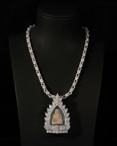 Cadena Cubana de Lujo Personalizable para Hombre, Hecha a Mano en Plata de Ley 925 con Oro Blanco de 14K y Moissanita VVS1, Estilo Hip Hop - Product Image 1