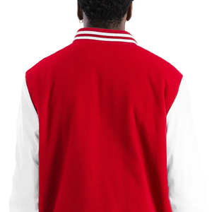 Custom Men's <b>Wool</b> letterman Real Leather Varsity Jacket Black with <b>Red</b> Color Embroidery Logos Patches and Labels jacket for men - Product Image 1