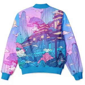 เสื้อแจ็คเก็ตบอมเบอร์ลายการ์ตูน เสื้อผ้าลำลองผู้ชาย แจ็คเก็ตบอมเบอร์ผ้าซาตินสกรีนโลโก้ตามสั่ง ขายส่งเสื้อแจ็คเก็ตแบบซับลิเมชั่น - Product Image 2