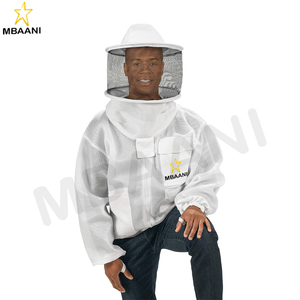 Veste d'abeille trois couches couleur blanche avec voile rond. - Product Image 5
