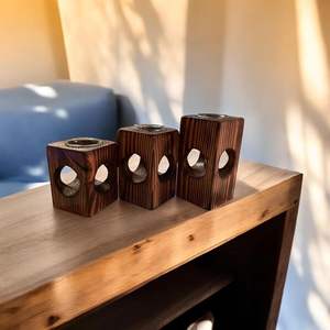 Portavelas de madera tradicional para decoración del hogar, centro de mesa para ceremonias, estilo rústico, idea de regalo, puro - Product Image 1