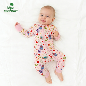 Miozing 2026 Romper Bayi Premium Bermotif Mawar Terbaru Semua Musim 180gsm Bahan Bambu Lembut Ritsleting Ganda Bernapas Grosir Pakaian Bayi - Product Image 1