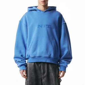 Sudadera con capucha y cremallera para hombre, estilo vintage, lavado desgastado, oversize, 400GSM, forro polar grueso, 100% algodón, secado rápido - Product Image 4