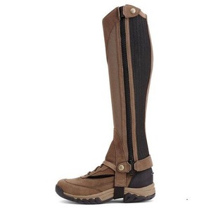 Alta calidad Half Chaps Equitación Chaps Equipo de cuero de piel de vaca Chaps de cuero genuino - Product Image 6