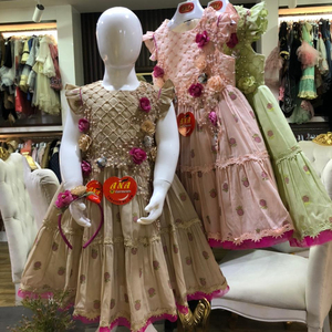 Gulab ชุดกระโปรงบัลเล่ต์พิมพ์ลายดอกไม้สำหรับเด็ก, เดรสผ้าฝ้ายซาตินออกแบบได้ตามต้องการสำหรับใส่ไปปาร์ตี้ฤดูใบไม้ผลิ - Product Image 1