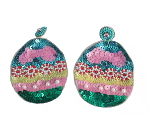 Gran oferta, los últimos pendientes colgantes de corona de cuentas, regalos de vacaciones de Festival, pendiente de aro de cuentas colorido de Mardi Gras para niñas, hecho en La India - Product Image 4