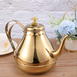 Large Capacity Stainless Steel <b>Tea</b> <b>Kettle</b>/Classic Gold Teapot for Home & Restaurant/Whistling Teapot - (Gold) - Product Image 3