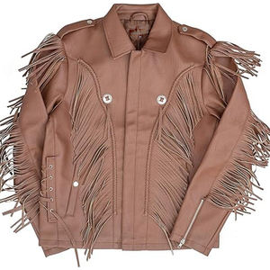 Nuevo diseño de chaqueta con flecos para hombre, chaqueta transpirable de talla grande baja Moq hecha a medida, chaqueta de cuero auténtico para hombre, chaquetas con flecos a la moda - Product Image 1