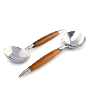 ชุดเซิฟเวอร์สลัดโลหะสแตนเลส2ชิ้นสำหรับเสิร์ฟสลัดพร้อมที่จับไม้ - Product Image 3