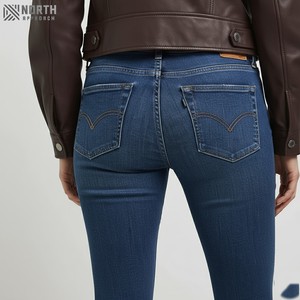 2025 Ladies Mid Waist Stretchy Denim <b>Jeans</b> High Quality Breathable 3D Solid Pattern Pocket Casual Straight Style - Product Image 4