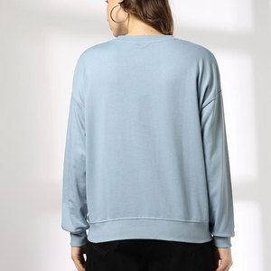 Los más vendidos de calidad en blanco de lana de gran tamaño OEM de tamaño real de impresión personalizada Logo cuello redondo MOQ sudadera de mujer - Product Image 2